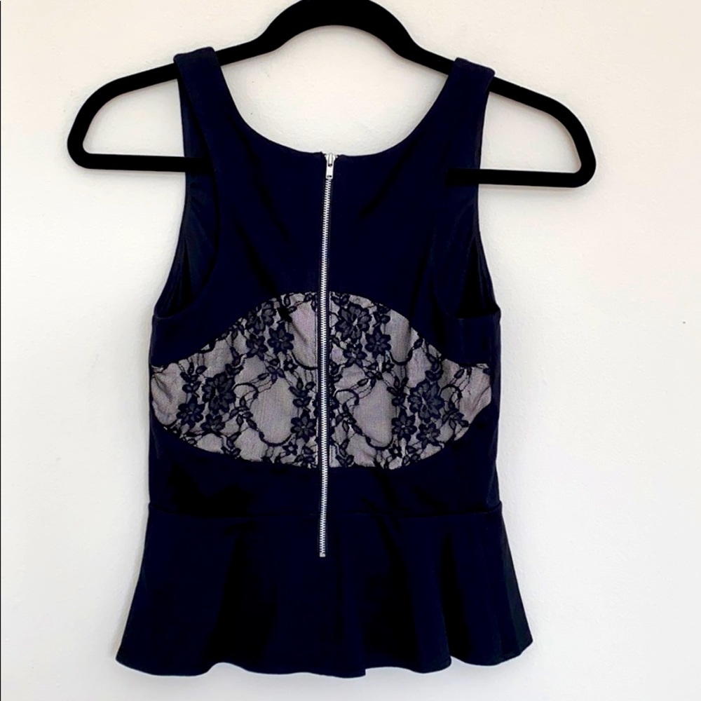 Express peplum tank with lace back